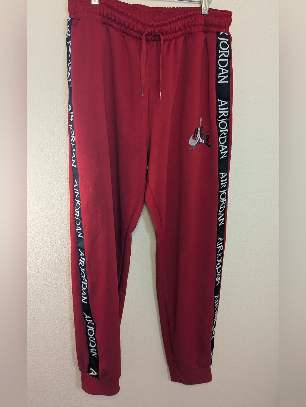 Jordan Air Men’s XL Red Logo Tape Jogger Track Pants Jumpman Nike